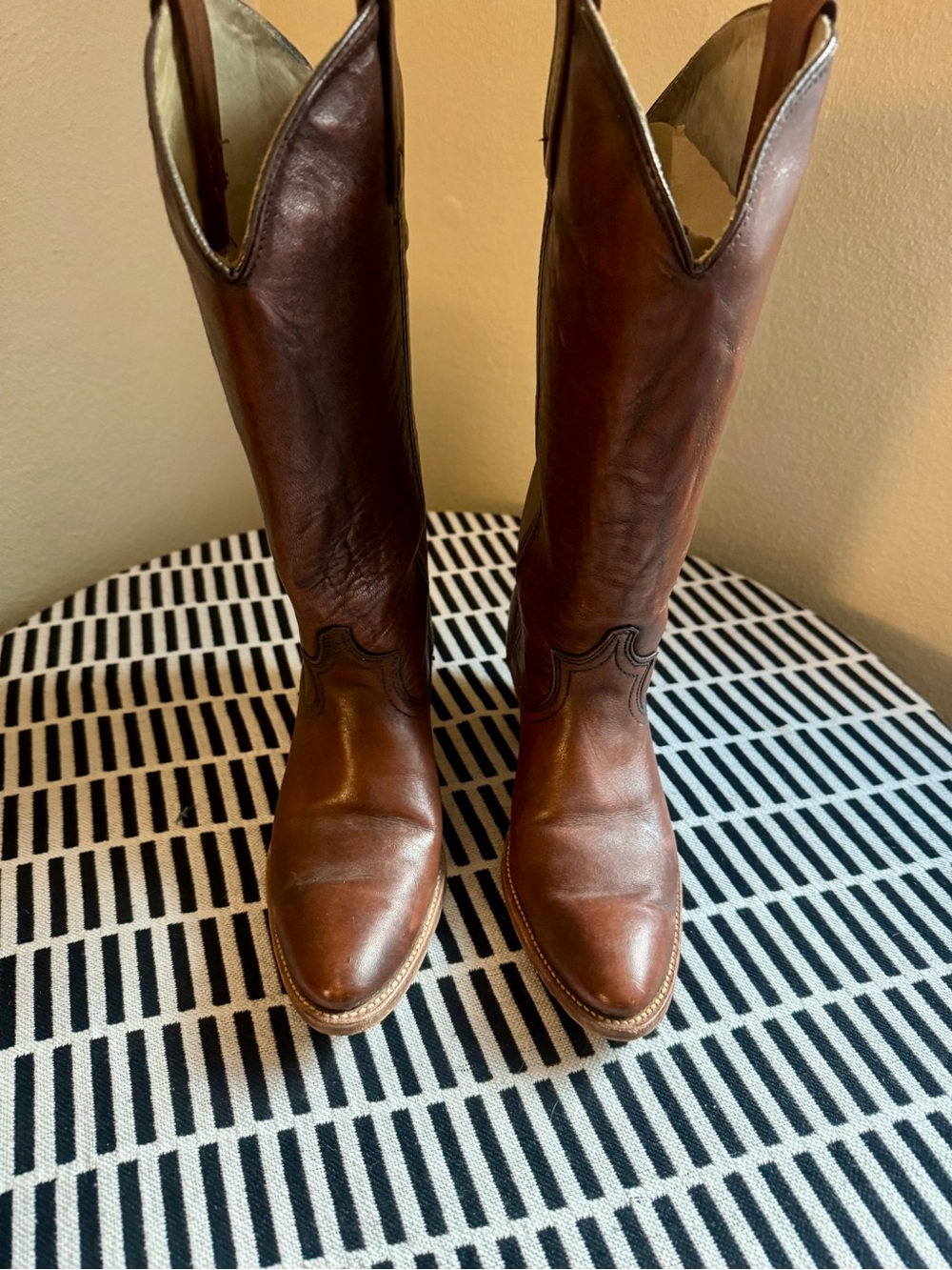 Dingo Vintage Brown Leather Western Knee-High Heeled Boots
